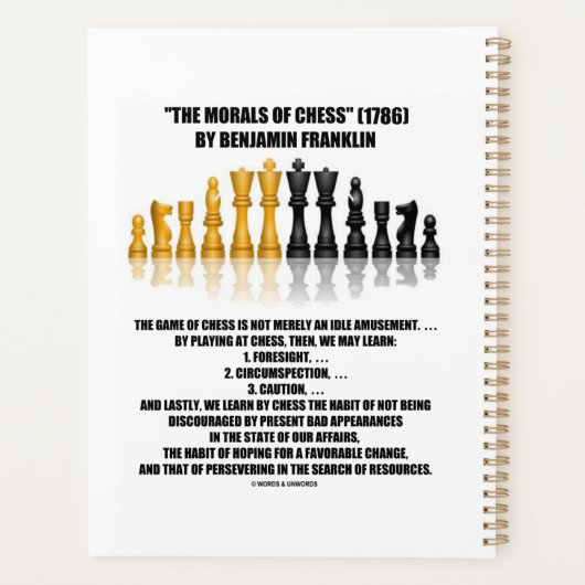 チェスのモラルBenjamin Franklin反射チェス プランナー手帳 (裏面)