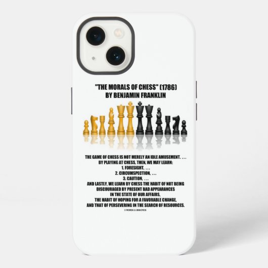 チェスのモラルBenjamin Franklin反射チェス iPhoneケース (裏面)