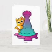 チェスのルーク駒と遊ぶ猫 カード (裏面)