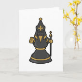 チェスの司教とスタッフ カード (黄色い花)