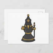 チェスの司教 チェススタッフ付き ポストカード (正面/裏面)