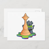 チェスの女王と対局する犬 ポストカード (正面/裏面)