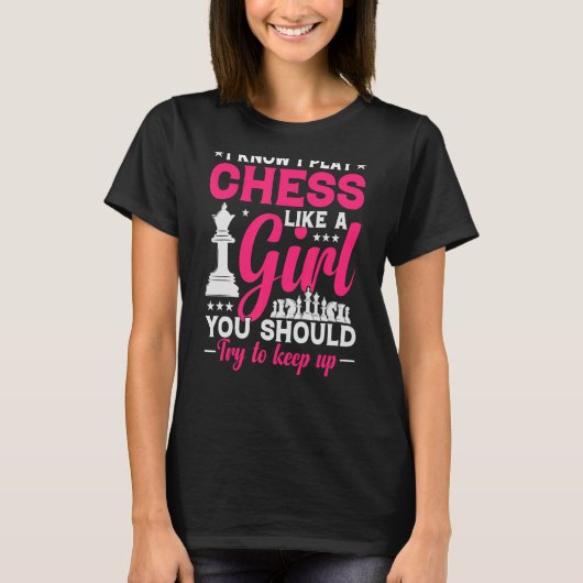 チェスの女王保が女の子の遊ように私を上げる Tシャツ (正面)