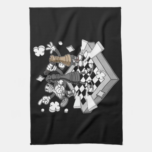 チェスの姿チェスのチェスのチェスマン遊チェス キッチンタオル (縦)