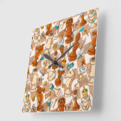 チェスの戦い スクエア壁時計 (傾斜)