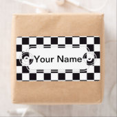 チェスの正方形のパターン – 黒+テキストと背景。 ラベル (インサイチュ)