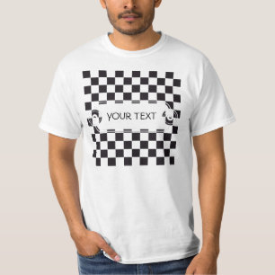 チェスの正方形のパターン – 黒+背景 Tシャツ