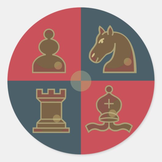 チェスの正方形の丸いステッカー ラウンドシール (正面)