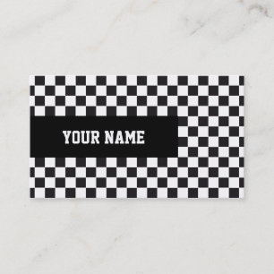 チェスの正方形パターン-黒 + あなたの背景 名刺