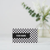 チェスの正方形パターン-黒 + あなたの背景 名刺 (スタンド正面)