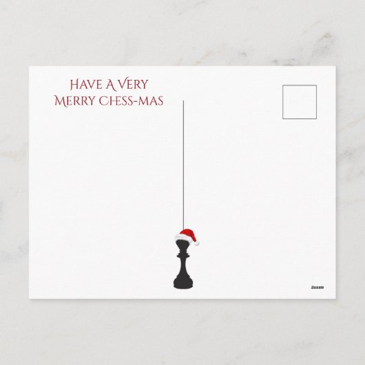 チェスの猫とマウスゲームサンタフルムーンクリスマス シーズンポストカード (裏面)
