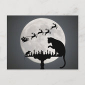 チェスの猫とマウスゲームサンタフルムーンクリスマス シーズンポストカード (正面)