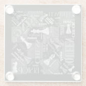 チェスの用語とピースの白黒ID784 ガラスコースター (裏面)