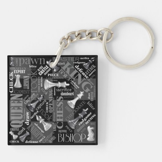 チェスの用語とピースの白黒ID784 キーホルダー (裏面)