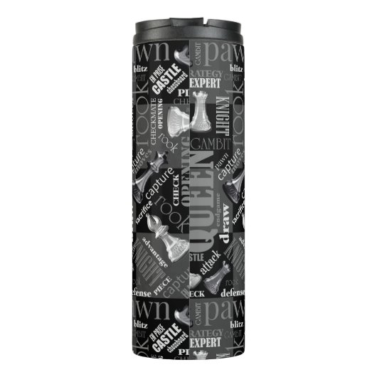 チェスの用語とピースの白黒ID784 タンブラー (裏面)