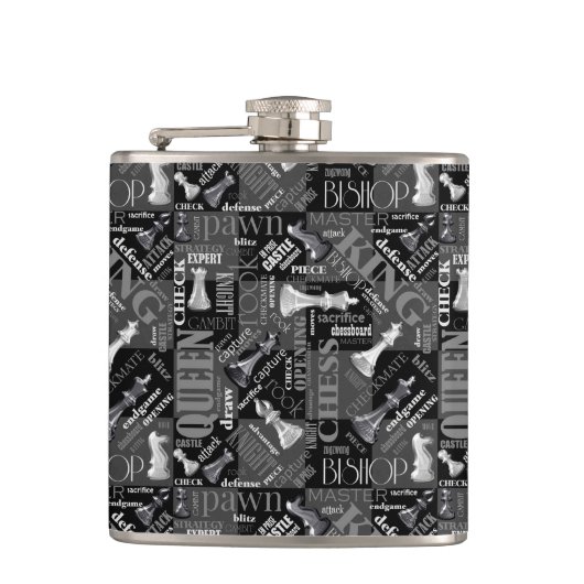チェスの用語とピースの白黒ID784 フラスク (正面)