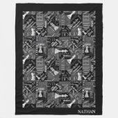 チェスの用語とピースの白黒ID784 フリースブランケット (正面)