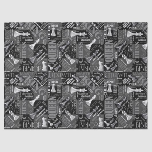 チェスの用語とピースの白黒ID784 薄葉紙 (正面)