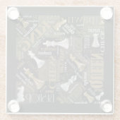 チェスの用語とピース銀と金ゴールドID784 ガラスコースター (裏面)