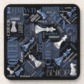 チェスの用語とピース銀と青ID784 コースター (正面)