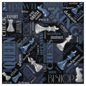 チェスの用語とピース銀と青ID784 ファブリック (見本)