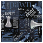 チェスの用語とピース銀と青ID784 ファブリック (クローズアップ)