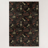 チェスの用語と駒(銅製)および金ゴールドID784 ジグソーパズル (縦)