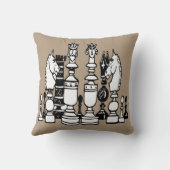 チェスの装飾の枕白黒の暗灰色の枕 クッション (裏面)