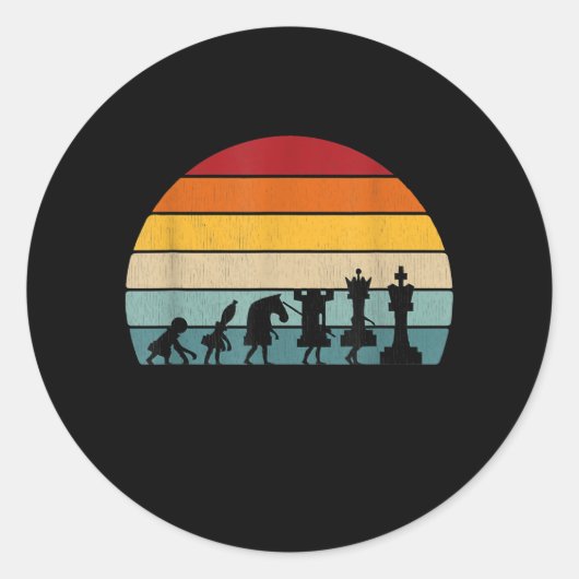 チェスの進化レトロヴィンテージギフト ラウンドシール (正面)