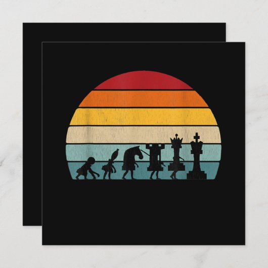 チェスの進化レトロヴィンテージギフト 招待状 (正面/裏面)