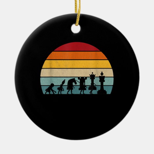 チェスの進化レトロヴィンテージ贈答 セラミックオーナメント (正面)