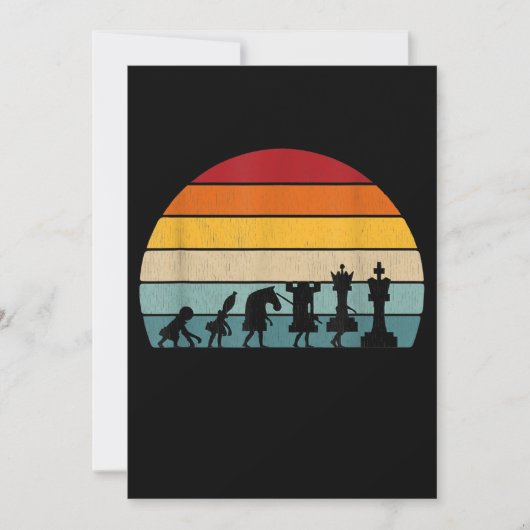 チェスの進化 レトロ ビンテージ チェスプレゼント 招待状 (正面)