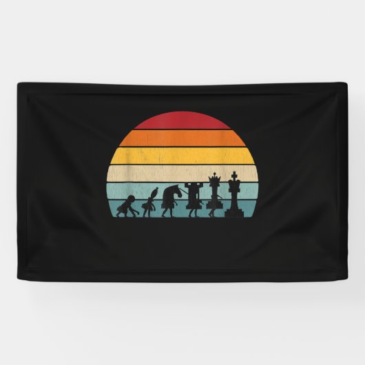チェスの進化 レトロ ビンテージ チェスプレゼント 横断幕 (横)