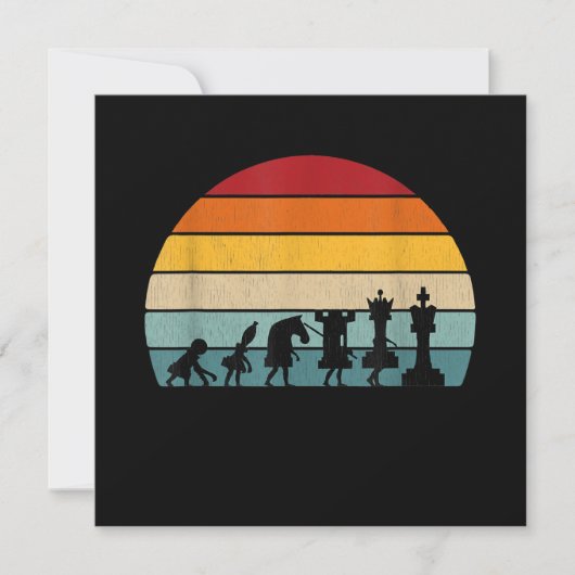 チェスの進化 レトロ ビンテージ チェス好きへのプレゼント 招待状 (正面)