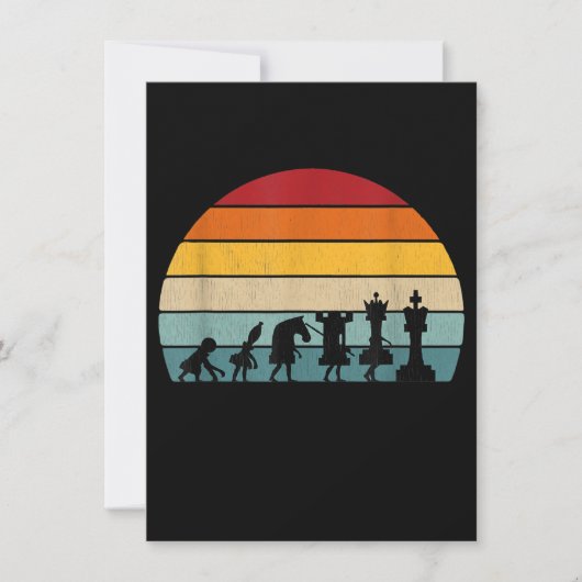 チェスの進化 レトロ ヴィンテージ チェスプレーヤーへのギフト 招待状 (正面)