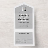 チェスの駒がモチーフのゲイウェディング 黒白のキング チェス ピース オールインワン招待状 (内側)