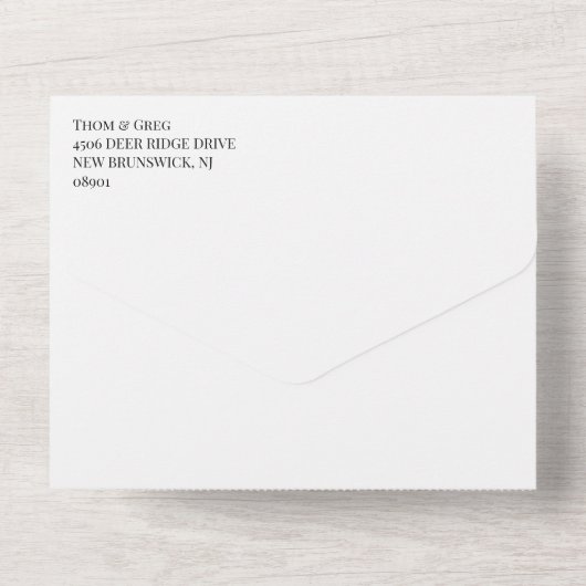 チェスの駒がモチーフのゲイウェディング 黒白のキング チェス ピース オールインワン招待状 (裏面)