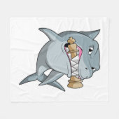 チェスの駒のキングでサメ フリースブランケット (正面(横))