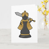 チェスの駒のクイーンと剣のあるチェス カード (黄色い花)