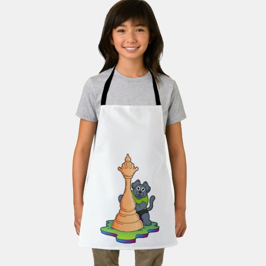チェスの駒のクイーンと犬 エプロン (インサイチュ)