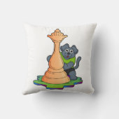 チェスの駒のクイーンと犬 クッション (裏面)