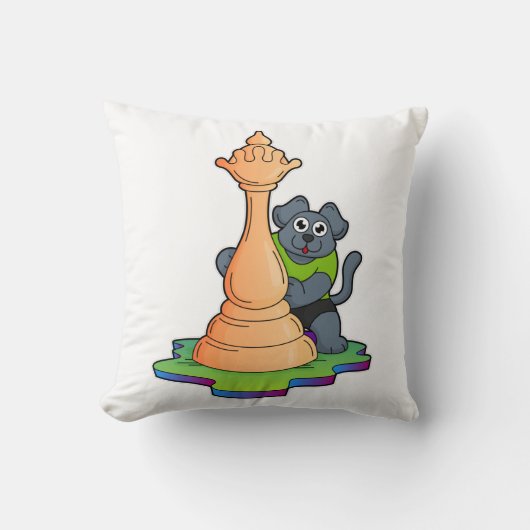 チェスの駒のクイーンと犬 クッション (正面)