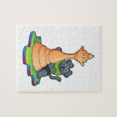 チェスの駒のクイーンと犬 ジグソーパズル (横)