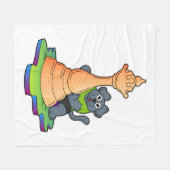 チェスの駒のクイーンと犬 フリースブランケット (正面(横))