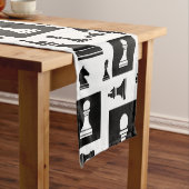チェスの駒のパターン – 白黒 ショートテーブルランナー (インサイチュ)