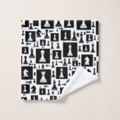 チェスの駒のパターン – 白黒 バスタオルセット (ウォッシュタオル)