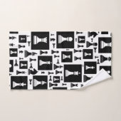 チェスの駒のパターン – 白黒 バスタオルセット (ハンドタオル)