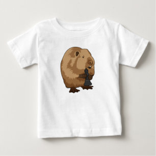 チェスの駒のビショップでビーバー ベビーTシャツ