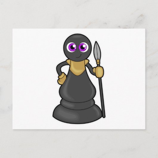 チェスの駒のポーン チェスに槍で ポストカード (正面)