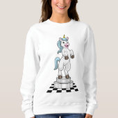 チェスの駒の騎士としてのチェスのユニコーン スウェットシャツ (正面)